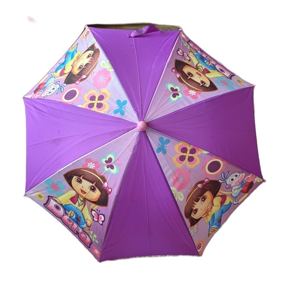 Vintage Dora the Explorer Kids Umbrella Purple W/ Character Handle